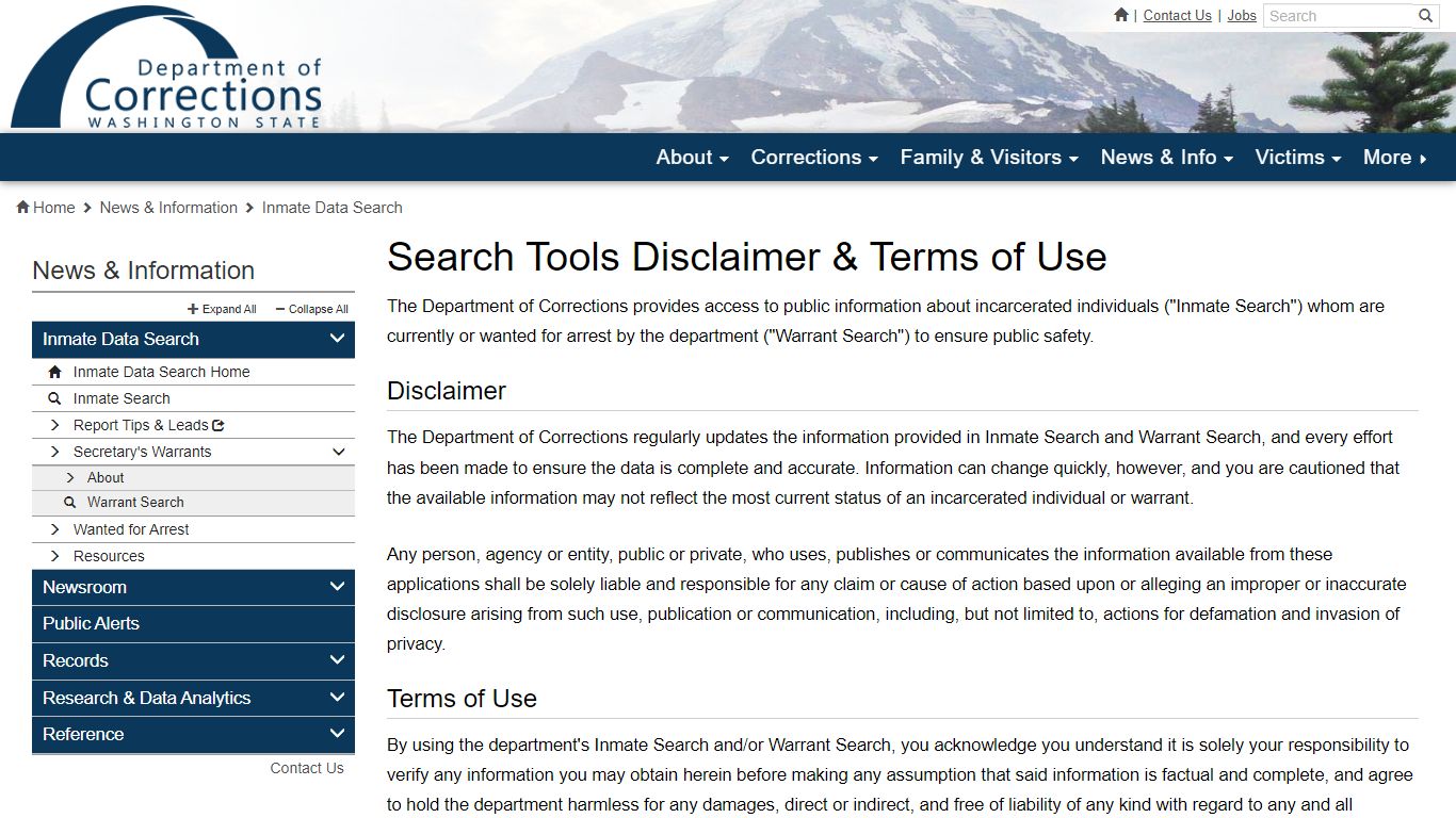 Search Tools Disclaimer & Terms of Use | Washington State Department of ...
